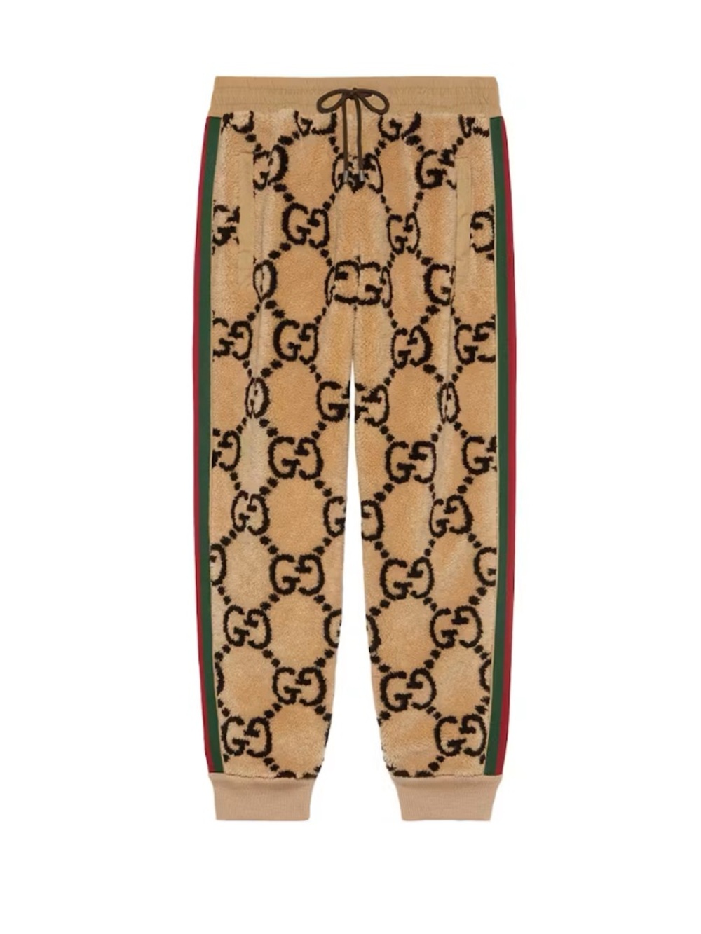 Gucci GG Jacquard Jogging Pants Wool Beige Ebony Striped Men’s Large